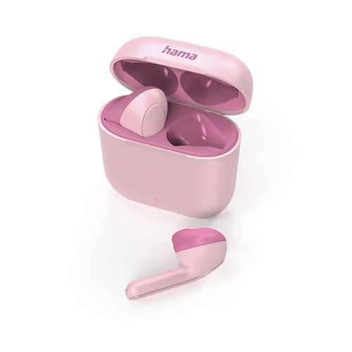 Hama Freedom Light Bluetooth Earbuds with Microphone, Touch Control, Voice Control, Charging/Carry Case Included, Pink