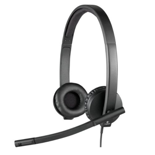 Logitech H570E Stereo Headset with Boom Mic, USB, In-Line Controls, Noise & Echo Cancellation, Leatherette Ear Pads