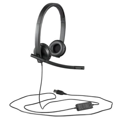 Logitech H570E Stereo Headset with Boom Mic, USB, In-Line Controls, Noise & Echo Cancellation, Leatherette Ear Pads