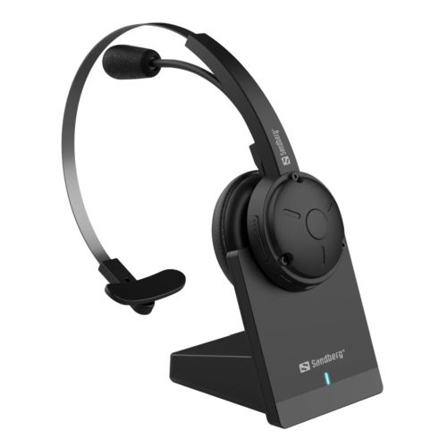 Sandberg Business Pro Bluetooth Mono Headset, Charging/Bluetooth Transmitter Base, Noise-Reducing Mic, 5 Year Warranty