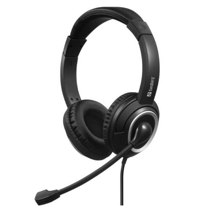 Sandberg (126-47) Chat Headset with Boom Mic, USB-C, 40mm Drivers,  In-Line Controls, 5 Year Warranty