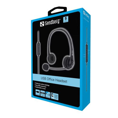 Sandberg (126-12) Office Headset with Boom Microphone, USB, In-Line Controls, 5 Year Warranty