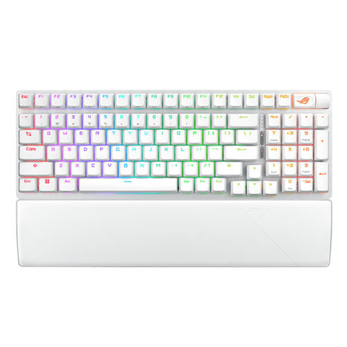 Asus ROG STRIX SCOPE II 96 Wireless Mechanical RGB Gaming Keyboard, 96% Layout, Streamer Hotkeys, Multifunction Controls, Sound-Dampening, White