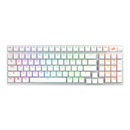 Asus ROG STRIX SCOPE II 96 Wireless Mechanical RGB Gaming Keyboard, 96% Layout, Streamer Hotkeys, Multifunction Controls, Sound-Dampening, White