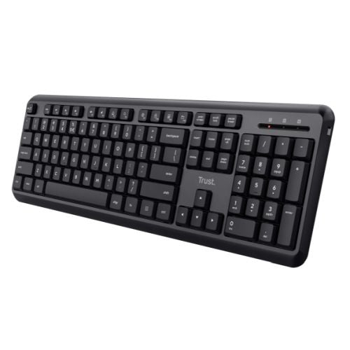 Trust TK-350 Wireless Membrane Keyboard, Spill-Proof, Silent Keys, Media Keys, Black