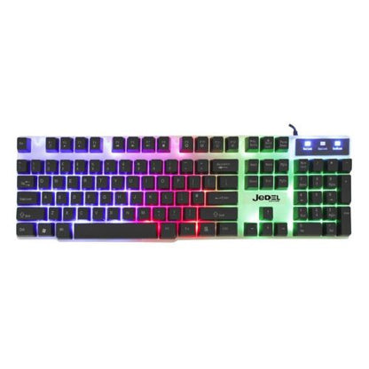 Jedel GK100 RGB Gaming Desktop Kit, Backlit Membrane RGB Keyboard & 800-1600 DPI LED Mouse, White