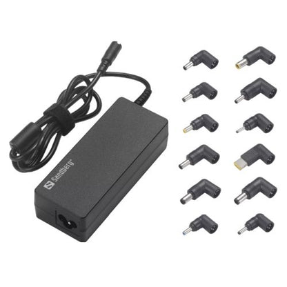 Sandberg Universal 90W Laptop PSU, 15-20V/6A Max, 12 Adapters, Auto Select, UK & EU Power Cables, 5 Year Warranty