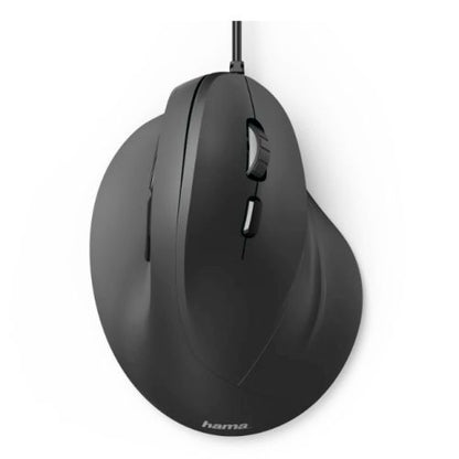 Hama Vertical Ergonomic EMC-500 Wired Optical Mouse, 6 Buttons, Browser Buttons, 1000-1800 DPI, Black *Right Handed version*