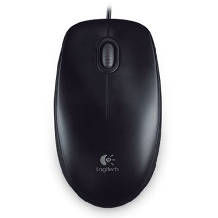 Logitech B100 Wired Optical Mouse, USB, 800 DPI, Ambidextrous, Black, OEM