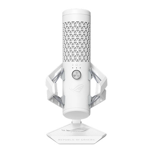 Asus ROG Carnyx USB Gaming Microphone, Studio-Grade 25mm Condenser, 192kHz/24-bit, High-Pass Filter, Pop Filter, Metal Mount, RGB Lighting, White