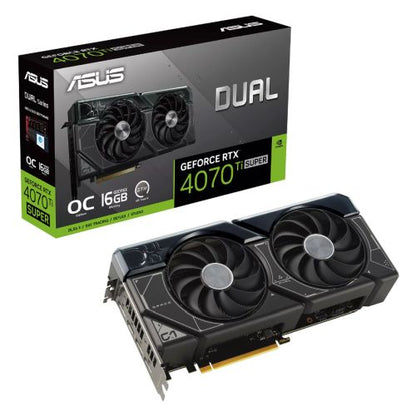 Asus DUAL RTX4070 Ti SUPER OC, 16GB DDR6X, HDMI, 3 DP, 2655MHz Clock, Overclocked