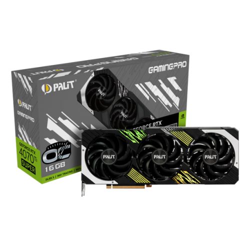 Palit RTX4070 Ti SUPER GamingPro OC, 16GB DDR6X, HDMI, 3 DP, 2670MHz Clock, RGB Lighting, Overclocked