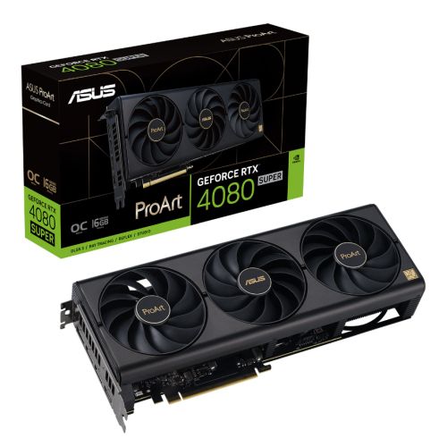 Asus ProArt RTX4080 SUPER OC, PCIe4, 16GB DDR6X, HDMI, 3 DP, 2640MHz Clock, Overclocked, Compact 2.5 Slot Design