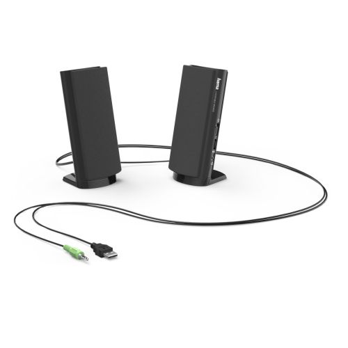 Hama E 80 PC Loudspeaker System, 3.5mm Jack, USB-A for Power, Volume Control