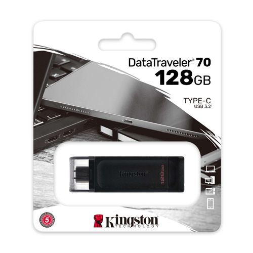 Kingston 128GB DataTraveler 70 USB 3.2 Gen1 Type-C Memory Pen, Cap