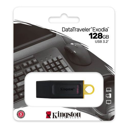 Kingston 128GB DataTraveler Exodia USB 3.2 Gen1 Memory Pen, Cap, Key Ring