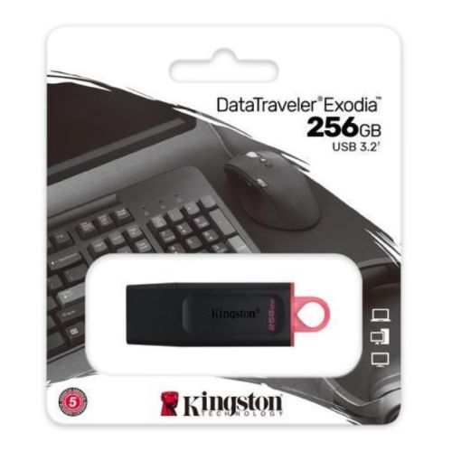 Kingston 256GB DataTraveler Exodia USB 3.2 Gen1 Memory Pen, Cap, Key Ring