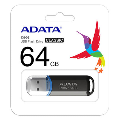 ADATA 64GB C906 USB 2.0 Memory Pen, Compact, Black & Blue