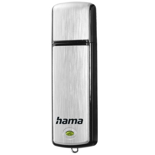 Hama Fancy 128GB USB 2.0 Memory Pen, Brushed Aluminium, Cap, Keyring, Black/Silver