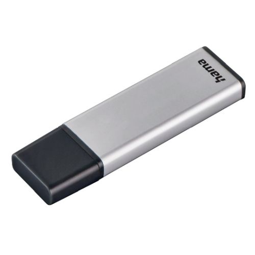 Hama Classic 128GB USB 3.0 Memory Pen, Aluminium, Cap, Keyring, 90MB/s, Black/Silver