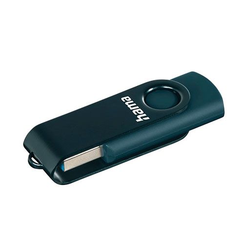 Hama Rotate 128GB USB 3.0 Memory Pen, Rotating Cap, Keyring, Petrol Blue