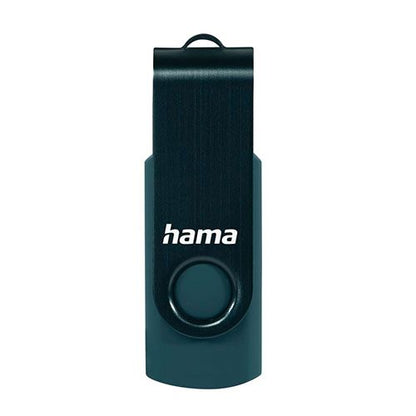 Hama Rotate 128GB USB 3.0 Memory Pen, Rotating Cap, Keyring, Petrol Blue