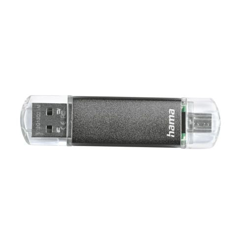 Hama Laeta Twin 16GB USB 2.0/Micro USB Memory Pen, OTG, Aluminium Casing, Grey