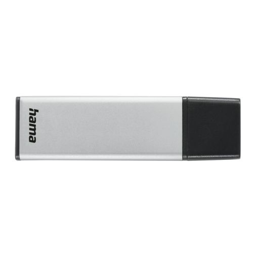 Hama Classic 16GB USB 3.0 Memory Pen, Aluminium, Cap, Keyring, 70MB/s, Black/Silver