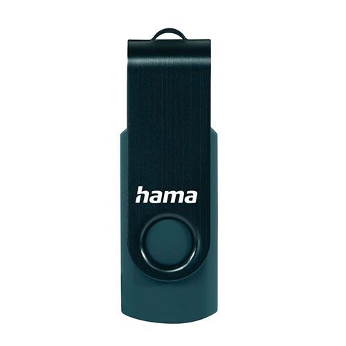 Hama Rotate 256GB USB 3.0 Memory Pen, Rotating Cap, Keyring, Petrol Blue