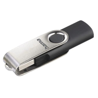 Hama Rotate 64GB USB 2.0 Memory Pen, Rotating Cap, Keyring, Black/Silver