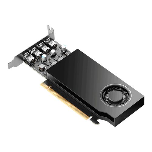 PNY RTXA400 Professional Graphics Card, 4GB DDR6, 4 miniDP 1.4 (4x DP adapters), 768 CUDA Cores, Low Profile (Bracket Included), Retail