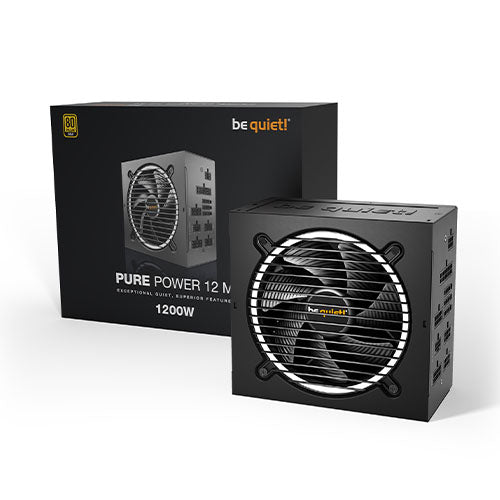 Be Quiet! 1200W Pure Power 12 M PSU, Fully Modular, Rifle Bearing Fan, 80+ Gold, ATX 3.0, PCIe 5.0, Dual Rail