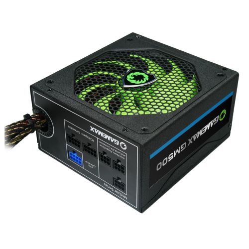 GameMax 500W GM500 PSU, Semi-Modular, 14cm Fan, 80+ Bronze, Black Mesh Cables, Power Lead Not Included