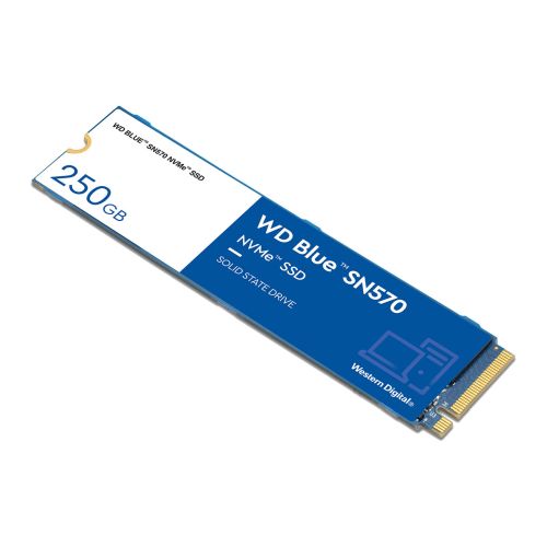 WD 250GB Blue SN570 M.2 NVMe SSD, M.2 2280, PCIe3, TLC NAND, R/W 3300/1200 MB/s, 190K/210K IOPS