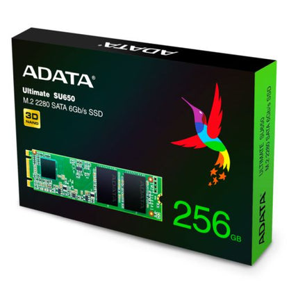 ADATA 256GB Ultimate SU650 M.2 SATA SSD, M.2 2280, SATA3, 3D NAND, R/W 550/500 MB/s, 80K/60K IOPS