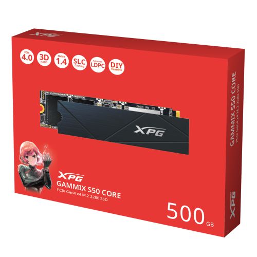 ADATA 500GB XPG GAMMIX S50 Core M.2 NVMe Gen4 SSD, M.2 2280, PCIe 4.0, R/W 3500/2200 MB/s