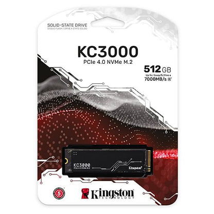 Kingston 512GB KC3000 M.2 NVMe SSD, M.2 2280, PCIe4, 3D TLC NAND, R/W 7000/3900 MB/s, 450K/900K IOPS, Aluminium Heatspreader