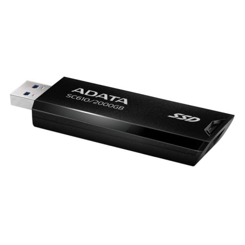 Adata SC610 2TB Pocket Size External SSD, USB 3.2 Gen2 Type-A, Capless Retractable Design, Key Ring