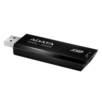 Adata SC610 500GB Pocket Size External SSD, USB 3.2 Gen2 Type-A, Capless Retractable Design, Key Ring