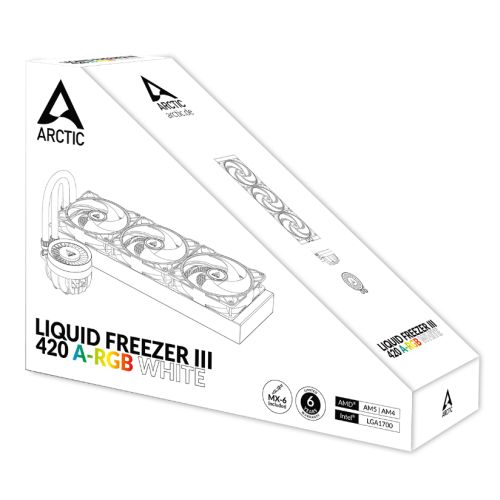 Arctic Liquid Freezer III A-RGB 420mm Liquid CPU Cooler, P14 PWM PST ARGB Fans & ARGB PWM Controlled Pump, White