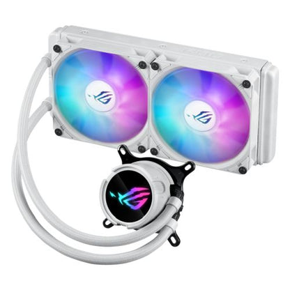 Asus ROG STRIX LC III 240 ARGB White Liquid CPU Cooler, 240mm, 7th Gen v2 Asetek Pump, ARGB Fans, Customisable LCD Display, Rotatable Water Block