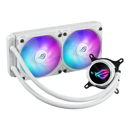 Asus ROG STRIX LC III 240 ARGB White Liquid CPU Cooler, 240mm, 7th Gen v2 Asetek Pump, ARGB Fans, Customisable LCD Display, Rotatable Water Block