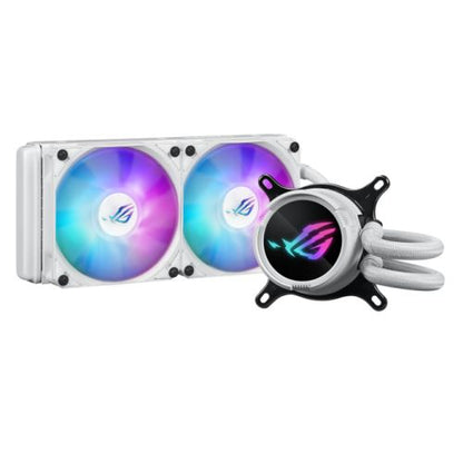 Asus ROG STRIX LC III 240 ARGB White Liquid CPU Cooler, 240mm, 7th Gen v2 Asetek Pump, ARGB Fans, Customisable LCD Display, Rotatable Water Block