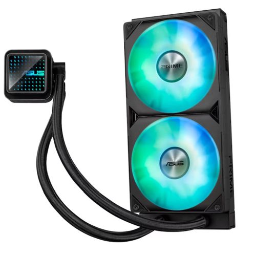 Asus PRIME LC 240 ARGB 240mm Liquid CPU Cooler, ARGB Fans, Customisable Infinity Mirror Lenses