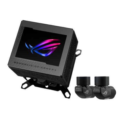 Asus ROG Ryujin III WB CPU Water Block, Full-Colour 3.5" LCD Customisable Screen, Embedded VRM Fan, Black