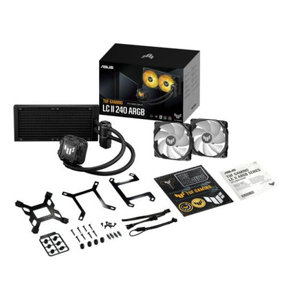 Asus TUF Gaming LC II 240 ARGB Liquid CPU Cooler, 240mm Radiator, ARGB Pump Head, 2 x Gen2 ARGB PWM Fans