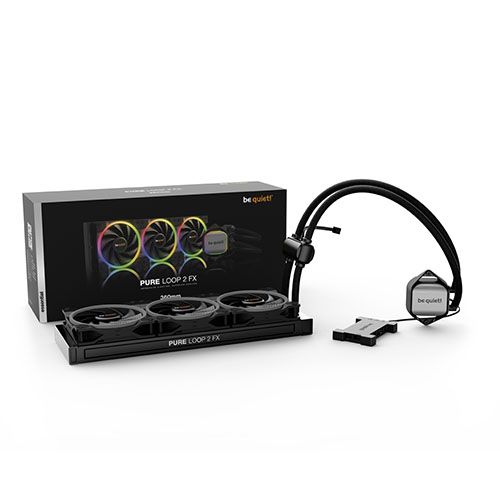 Be Quiet! Pure Loop 2 FX RGB 360mm Liquid CPU Cooler, 3 x 12cm Light Wings ARGB Fans, ARGB PWM Hub