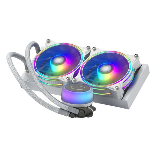 Cooler Master MasterLiquid ML240 Illusion ARGB 240mm Liquid CPU Cooler, 2x ARGB PWM Fans, Translucent Dome, White