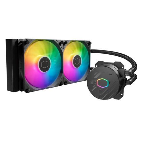 Cooler Master MasterLiquid 240L Core ARGB 240mm Liquid CPU Cooler, 2x ARGB PWM Fans, RGB Pump Head, Black