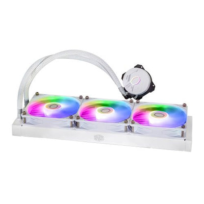 Cooler Master MasterLiquid 360L Core ARGB 360mm Liquid CPU Cooler, 3x ARGB PWM Fans, RGB Pump Head, White